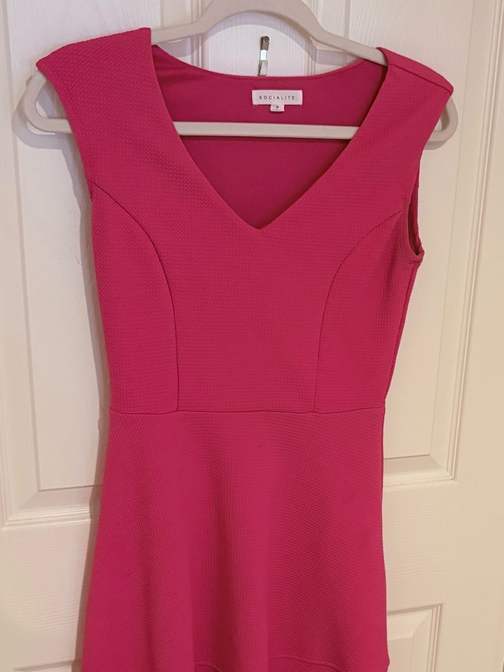 Socialite Hot Pink V-Neck Fit & Flare Mini Dress